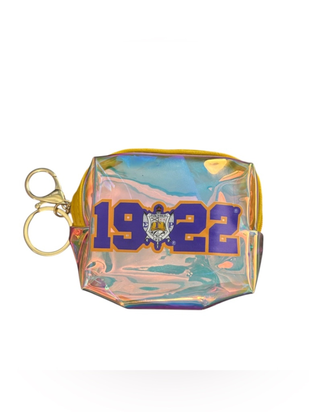 Sigma Gamma Rho Iridescent 1922 Keychain Pouch - Yellow & Blue